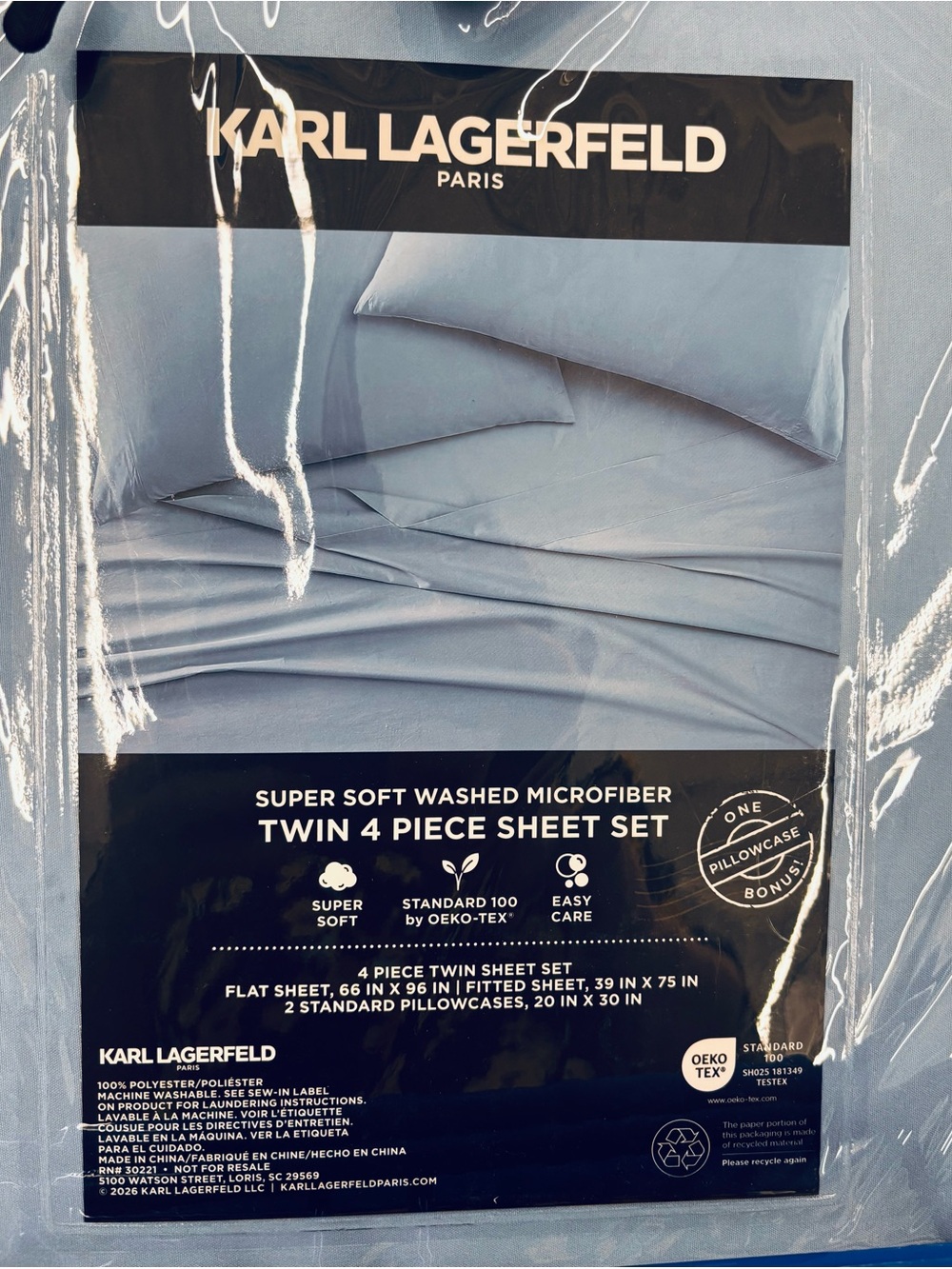 Karl Lagerfeld Twin 4-Piece Sheet Set - Light Gray